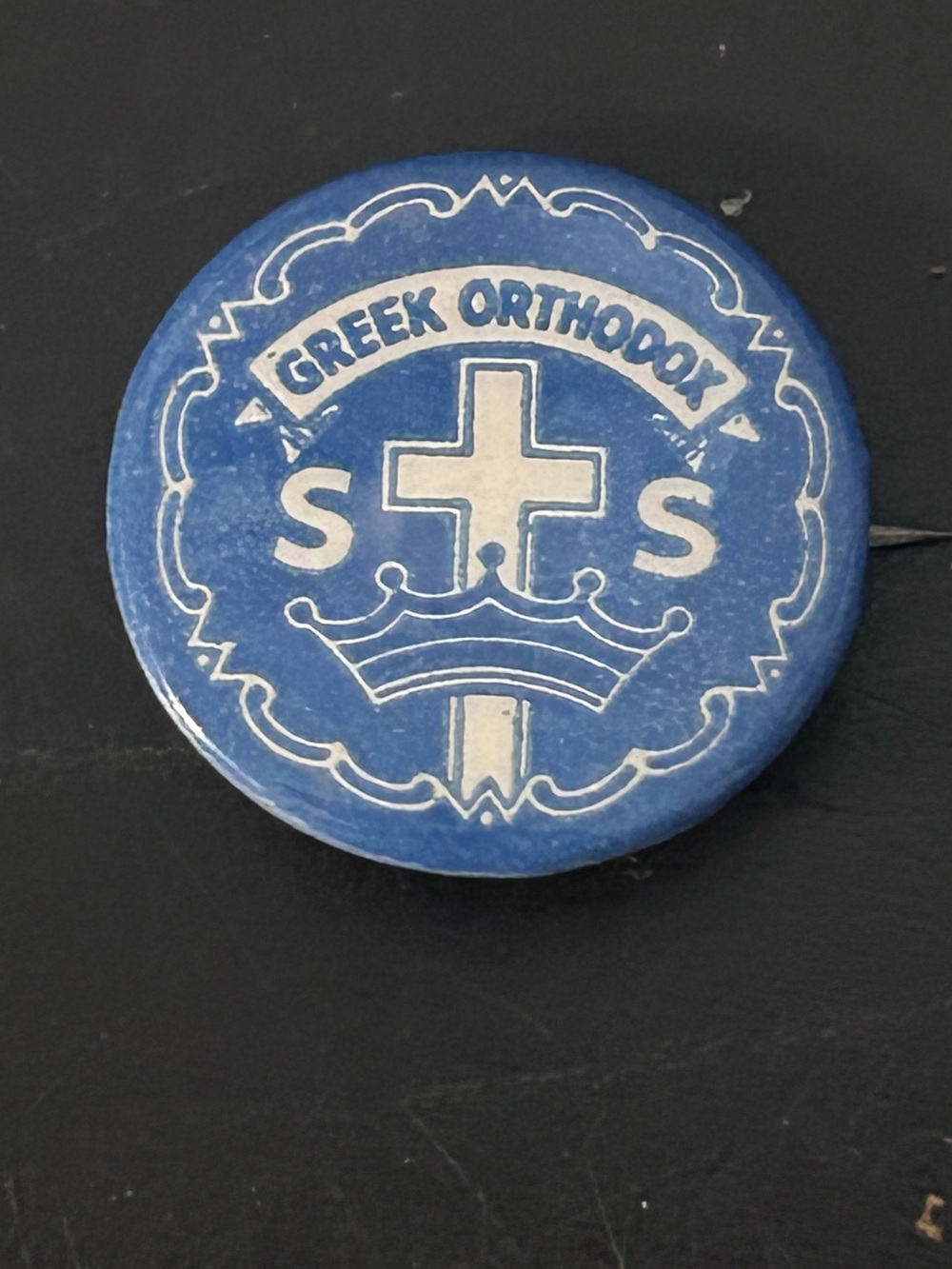 Greek Orthodox Blue Religious Pin Button